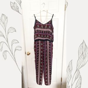 NWOT Dark Floral Long Jumpsuit Spaghetti Strap